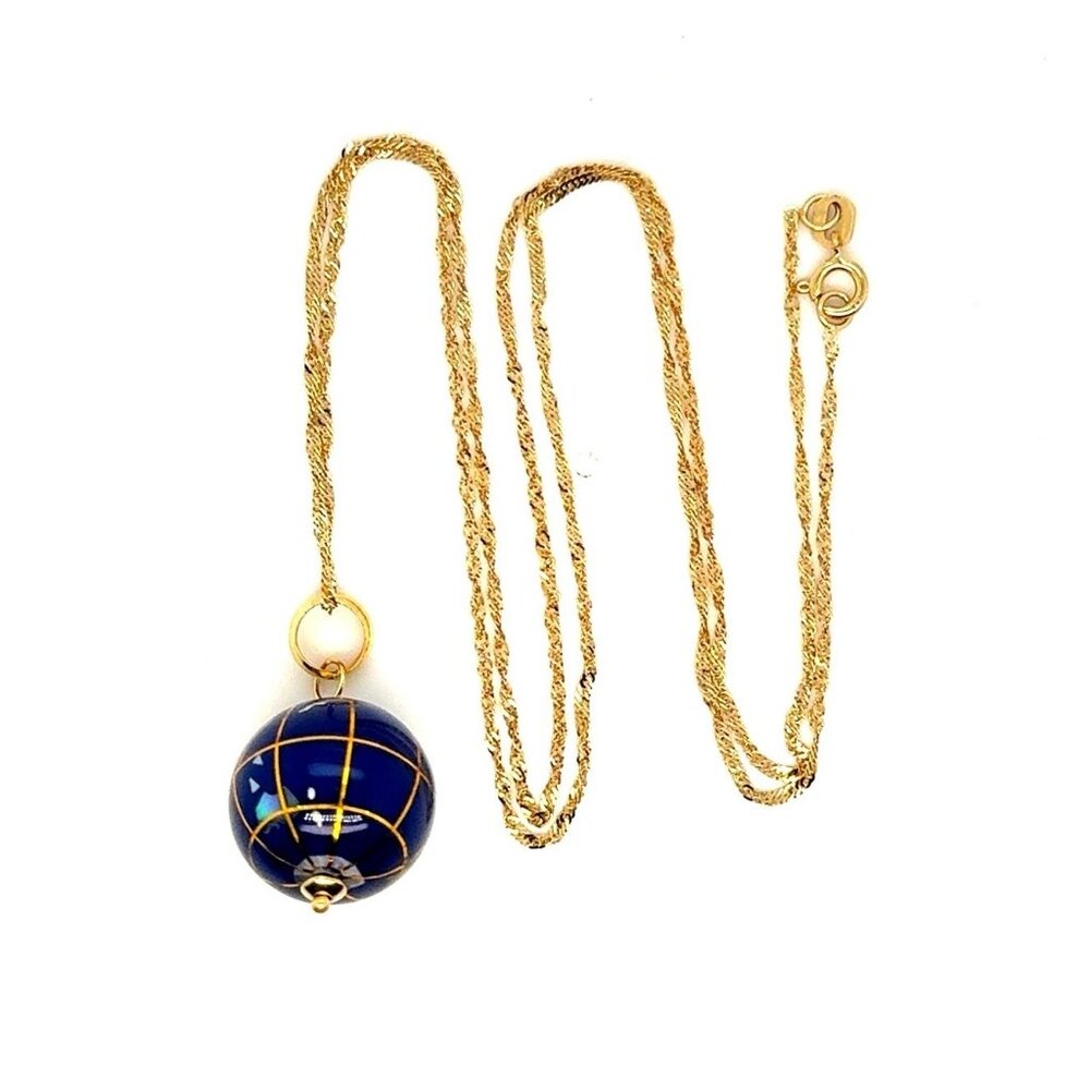 14K Gold Globe Pendant Necklace - Picture 2 of 10